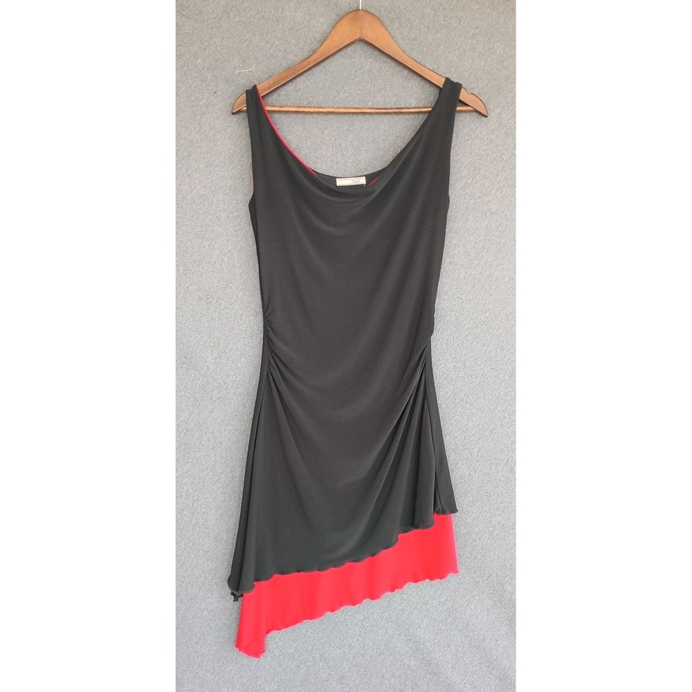Vintage Vol.1 Sleeveless Asymmetrical Layered Mini Dress M Black Red Vampire